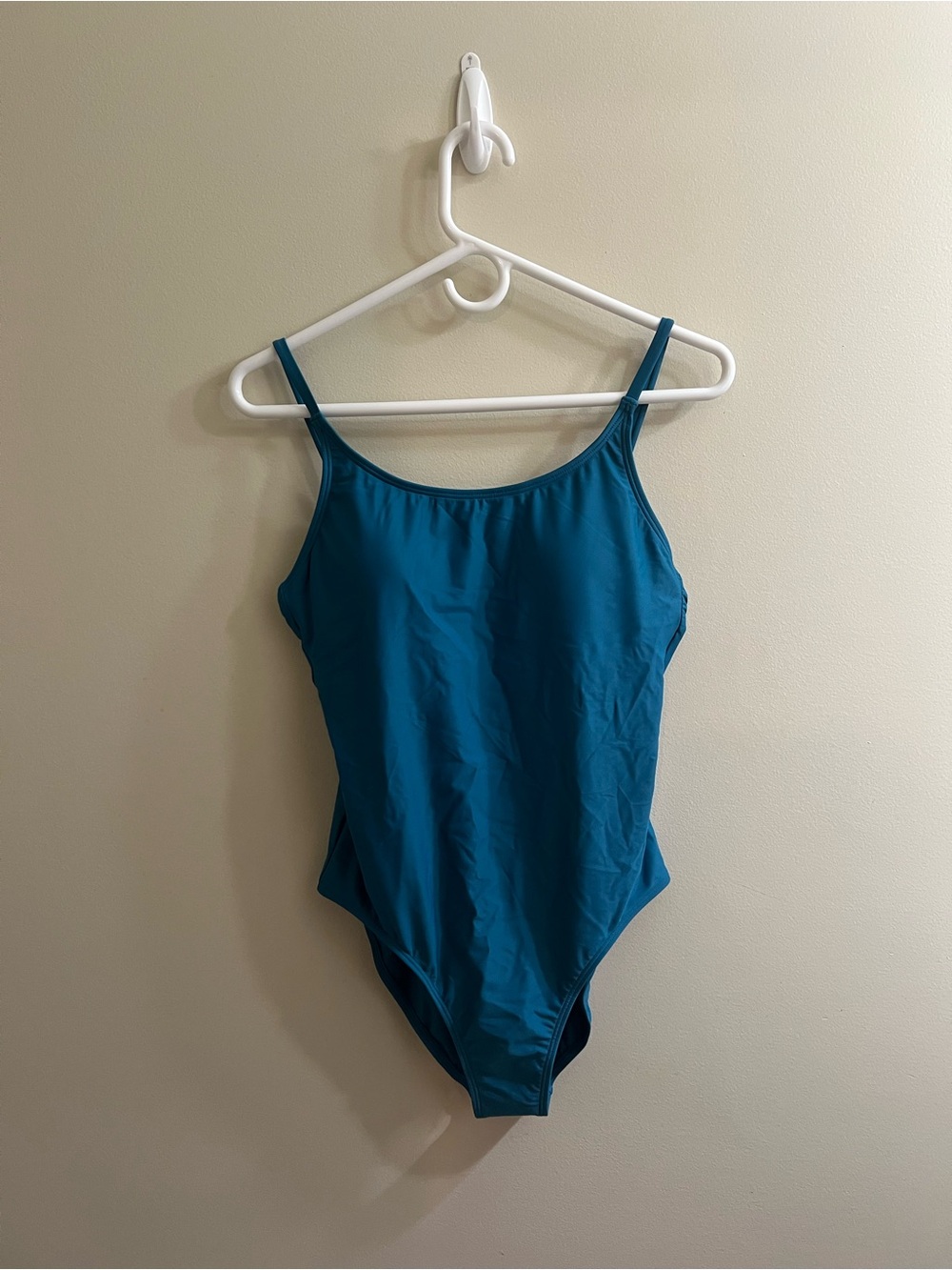 Quince Italian Cami One Piece Swimsuit Lagoon Teal Blue Size Large NWT